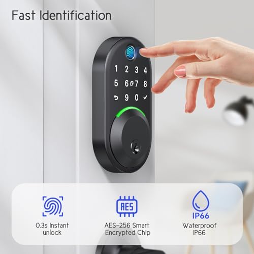WiseGear Smart Front Door Lock Set with Fingerprint Keypad Entry