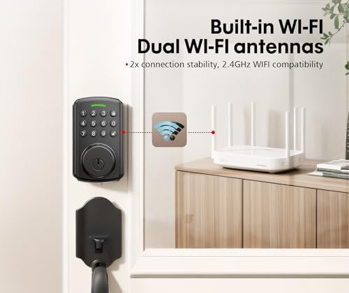 Chautday Built-in WiFi Keyless Entry Door Lock with Remote Control