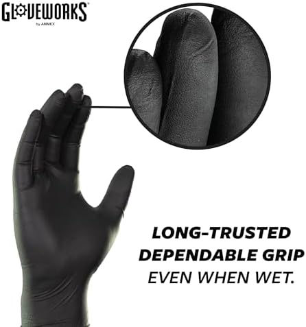 GLOVEWORKS Black Nitrile Industrial Gloves 5 Mil