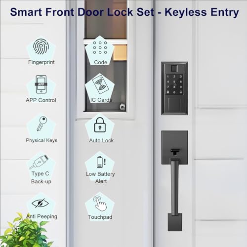 Smart Door Lock Set with Keyless Entry Fingerprint Unlock
