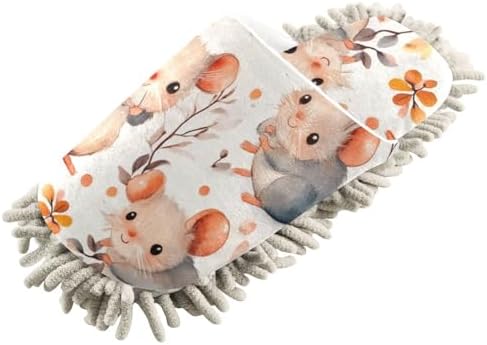 FLildon Microfiber Cleaning Slippers with Cartoon Mice Design