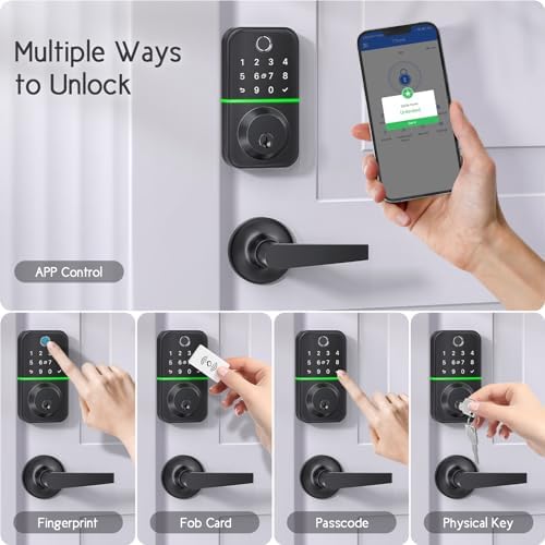 Smart Keyless Front Door Lock Set with Handle - Multiple Access Methods