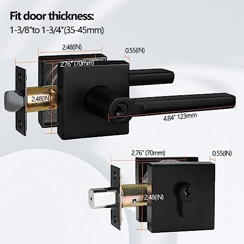 NEWBANGSquare Heavy Duty Keyed Entry Combo with Matte Black