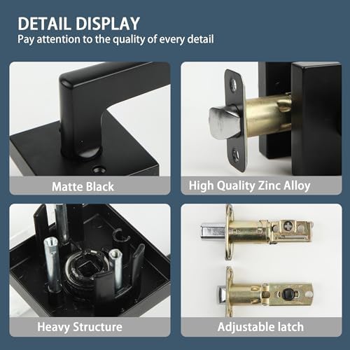 JESSTTI Entry Door Deadbolt and Lever Set Matte Black