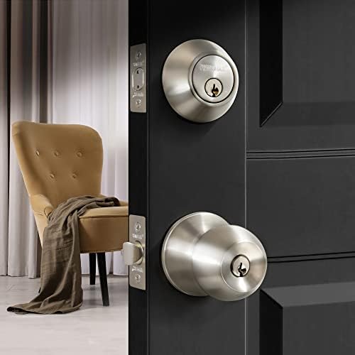 Secure Entry Door with 6-Keys Stainless Steel Combo Lock Set