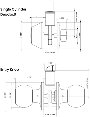 Secure Entry Door with 6-Keys Stainless Steel Combo Lock Set