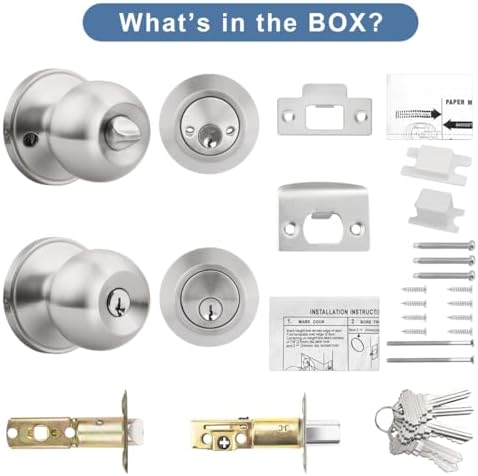 6-Piece Set of Keyed Alike Outdoor Door Knobs
