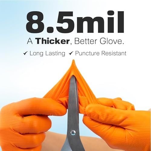 Raxwell Orange Nitrile Gloves - 85 Mil Heavy Duty