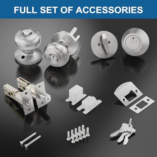 2 Set All Keyed Same Entry Door Knobs Deadbolt Combo Set