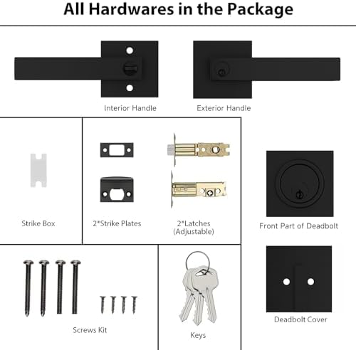 2-Pack Black Door Lock Set with Matte Black Handle