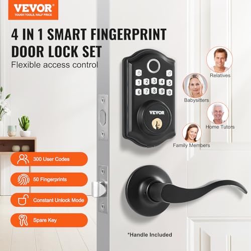 Fingerprints Door Lock with 2 Handles and Keypad Entry