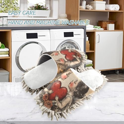 Burbuja Valentine Cupid Mop Slippers Washable Microfiber Cleaning Slippers for Women Men
