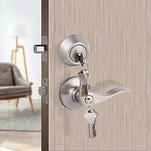 Satin Nickel Door Lever and Deadbolt Set 2-Pack