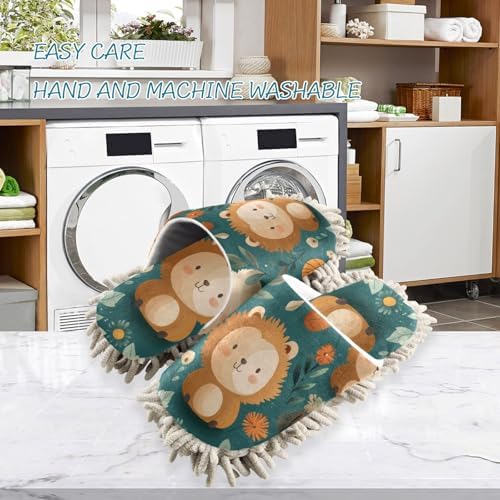 Microfiber Cleaning Slippers Cartoon Animals Washable Mop shoes for House Floor