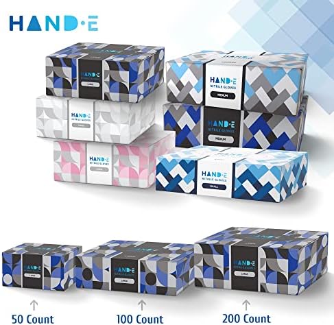 Hand-E Touch Nitrile Gloves - Latex-Free Durable Multipurpose