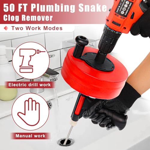 50 ft Drain Snake with Gloves