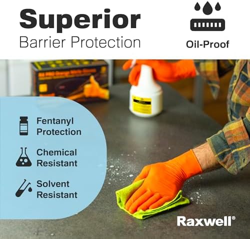 Raxwell Orange Nitrile Gloves - 85 Mil Heavy Duty