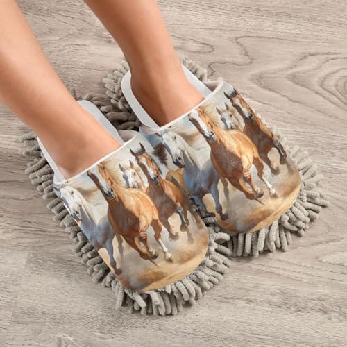 Burbuja Running Horses Mop Slippers Microfiber