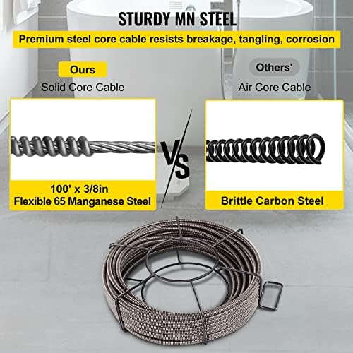 VEVOR 100-Foot Sewer Auger Cable with Four Attachments