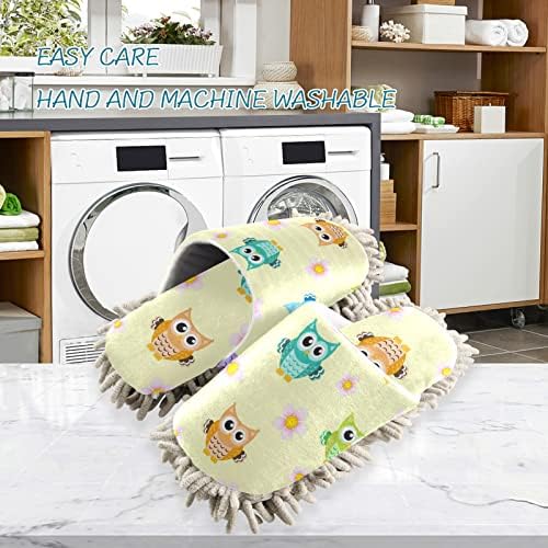 Cute Owl Washable Microfiber Cleaning Slippers for MenWomen