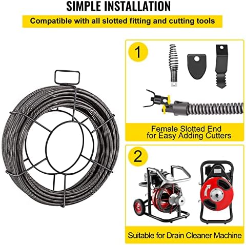 VEVOR 100-Foot Sewer Auger Cable with Four Attachments