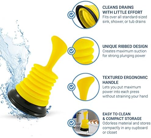 Ergonomic Powerful 7 Sink Plunger for Efficient Draining