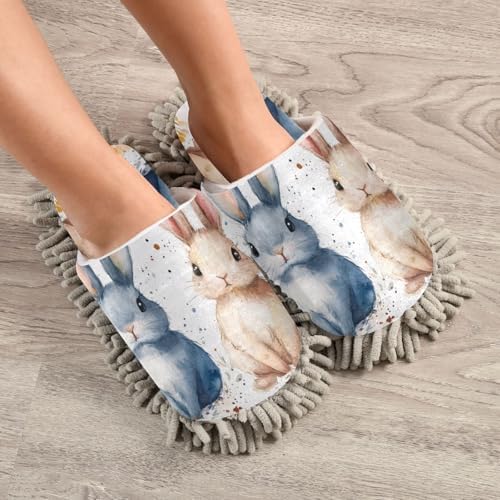 Chaste Watercolor Rabbit Soft Mopping Slippers