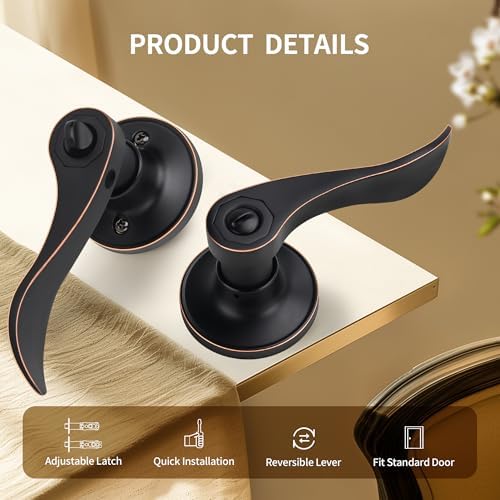 Moquin Wave Design Privacy Door Lever Oil-Rubbed Bronze