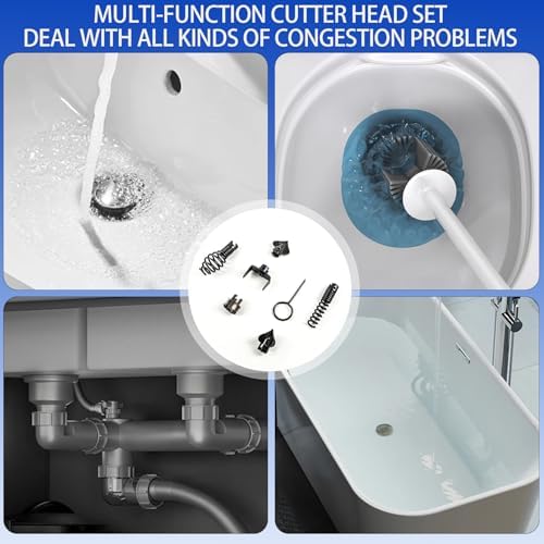 Professional Drain Cleaner Cutter Head Set Drain Snake Tool 7PC Set