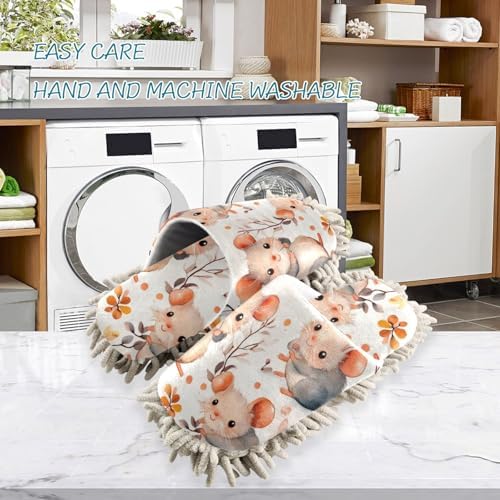 FLildon Microfiber Cleaning Slippers with Cartoon Mice Design