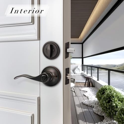 2-Pack Front Door Lockset with Oil-Rubbed Bronze Deadbolt Set