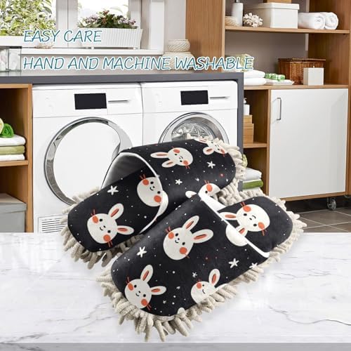 FLildon Microfiber Night Sky Rabbits Mop Slipper
