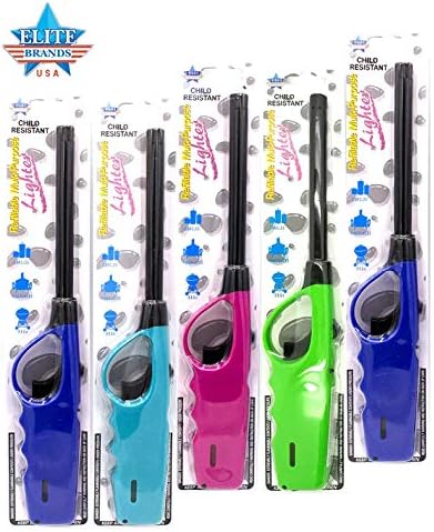 5 Pack of Refillable Long Lighters Premium Butane Barbecue Kitchen Lighter Set