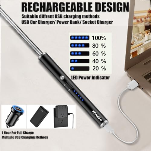 Flameless rechargeable 2-pack compact arc lighter for candles grills and camping