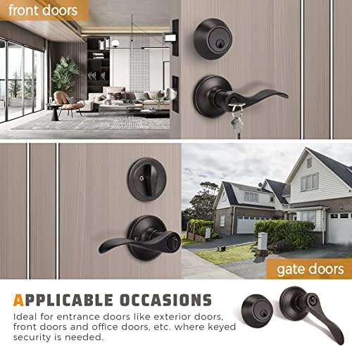 4-Piece Oil-Rubbed Bronze Door Handle and Deadbolt Set