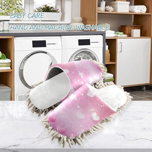 Burbuja Valentine Glitter Heart Mop Slippers Perfect for Home Kitchen