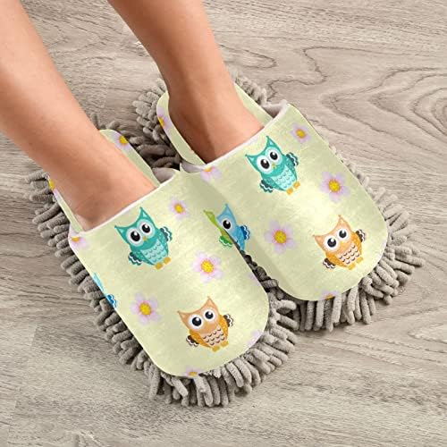 Cute Owl Washable Microfiber Cleaning Slippers for MenWomen