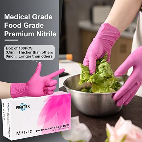 FINITEX Pink Nitrile Disposable Latex-Free Gloves - 35mil 100PCS