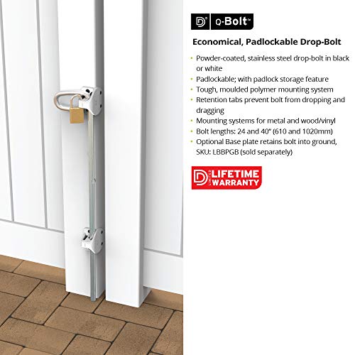 DD Technologies Q-Bolt Lock Durable Secure Padlockable for Wood Vinyl Gates