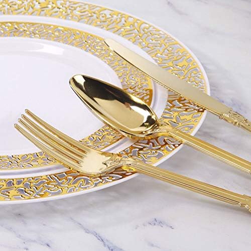Perfectly Fit 300-Piece Gold-Plated Plastic Silverware