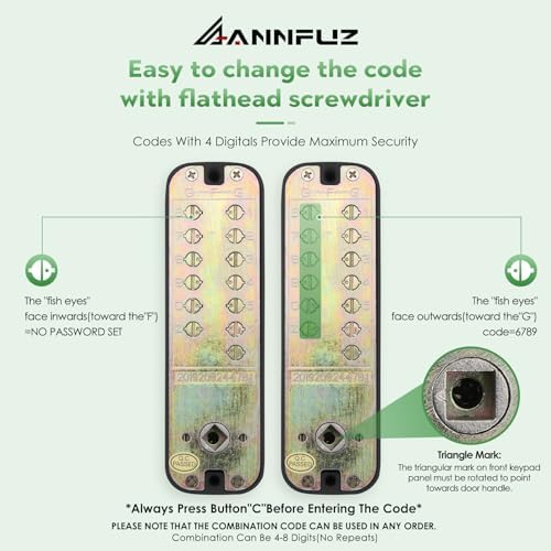 ANNFUZMechanical Keyless Door Lock with Keypad for Home Garages
