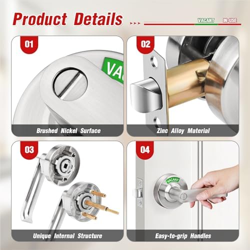 Aglehome Instant Occupancy Indicator Durable Bathroom Lock