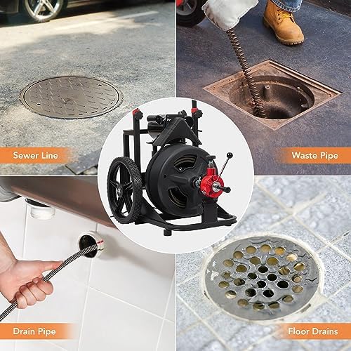 Entcook 100 Ft x 12inch Electric Drain Auger for 1-4 Pipes