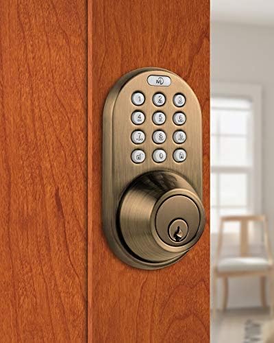 MiLocks Keyless Entry Deadbolt Lock Set Stainless Steel Antique Brass Finish