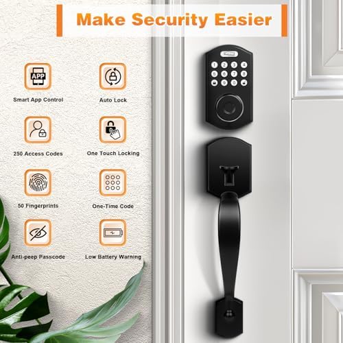 Probrico Smart Keyless Entry Door Lock Deadbolt Set - Black