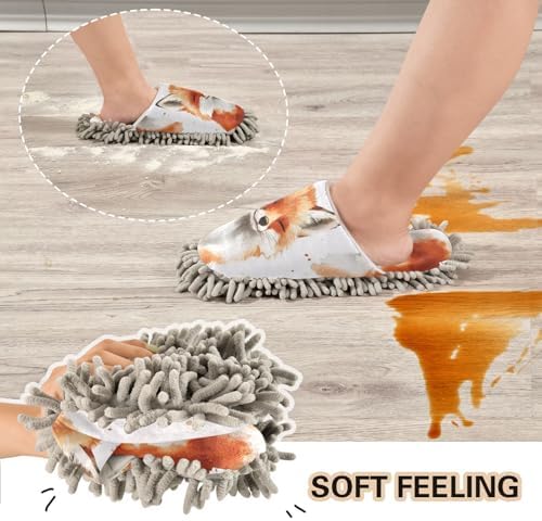 Stylish Microfiber Cleaning Slippers with Smiling Fox