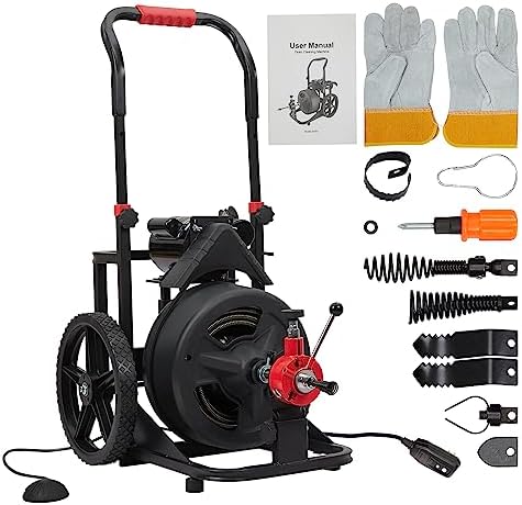 Entcook 100 Ft x 12inch Electric Drain Auger for 1-4 Pipes