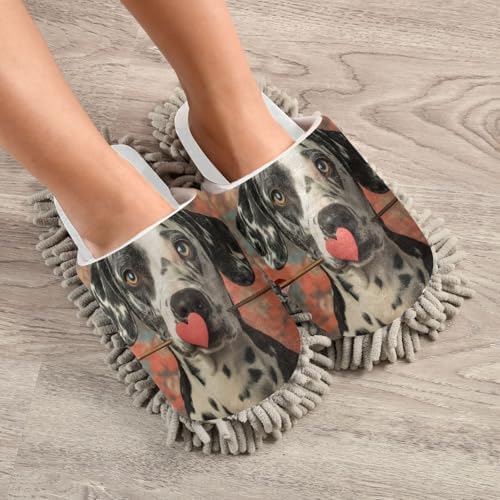 Burbuja Valentine Dog Mop Slippers Washable and Durable for Men and Women