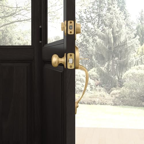 Design House Cambridge Handleset Satin Gold Door knob set with reversible operation