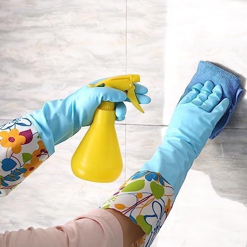 Bamllum 3 Pairs Rubber Cleaning Gloves with Long Cuff